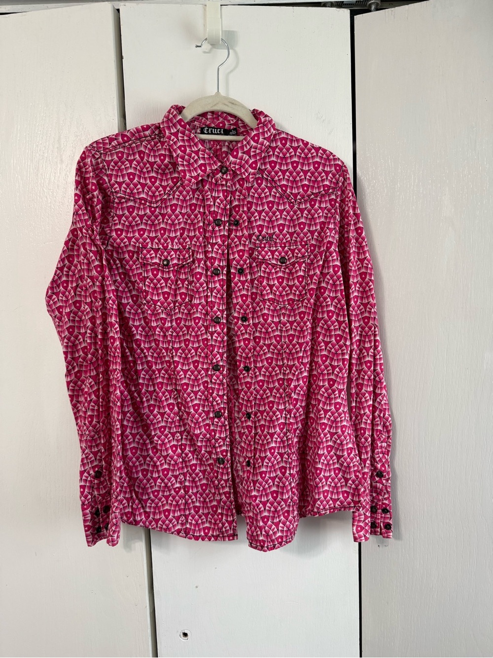 Cruel Girl Pink Patterned Button Down Shirt